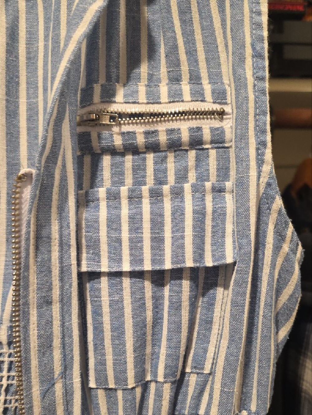 Striped Blue Midi Dress with Front Zip - Unbranded - Picture 4 of 7